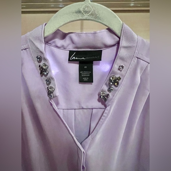 Lane Bryant Lavender Button Down Tank With Jewel Accent Size 22 - Picture 3 of 8